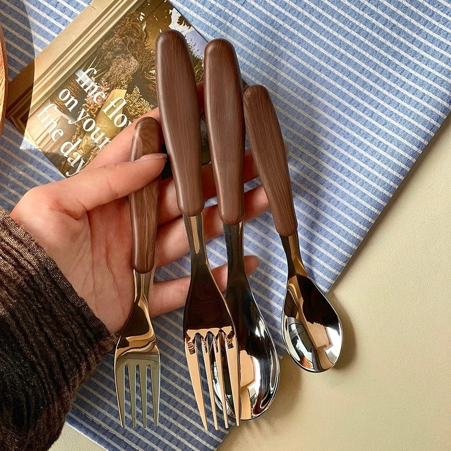 Brown wood cutlery