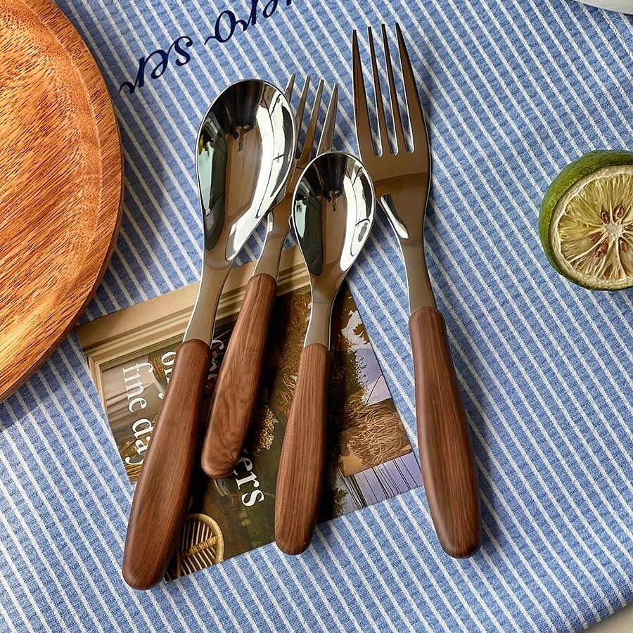 Brown wood cutlery