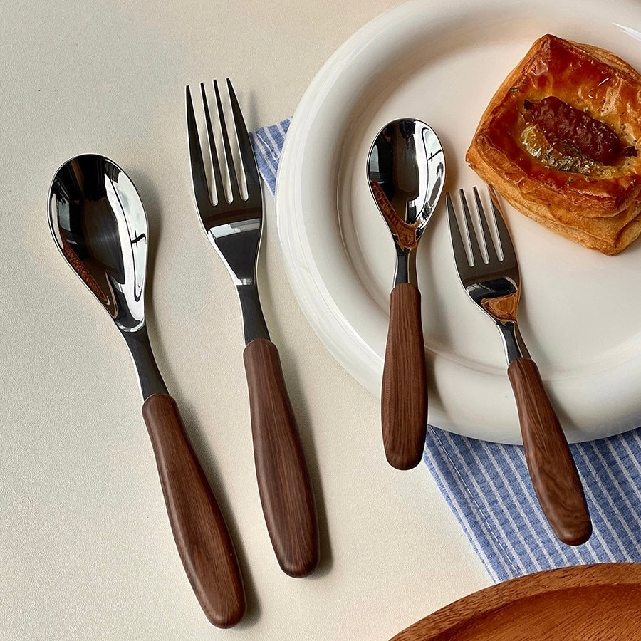 Brown wood cutlery