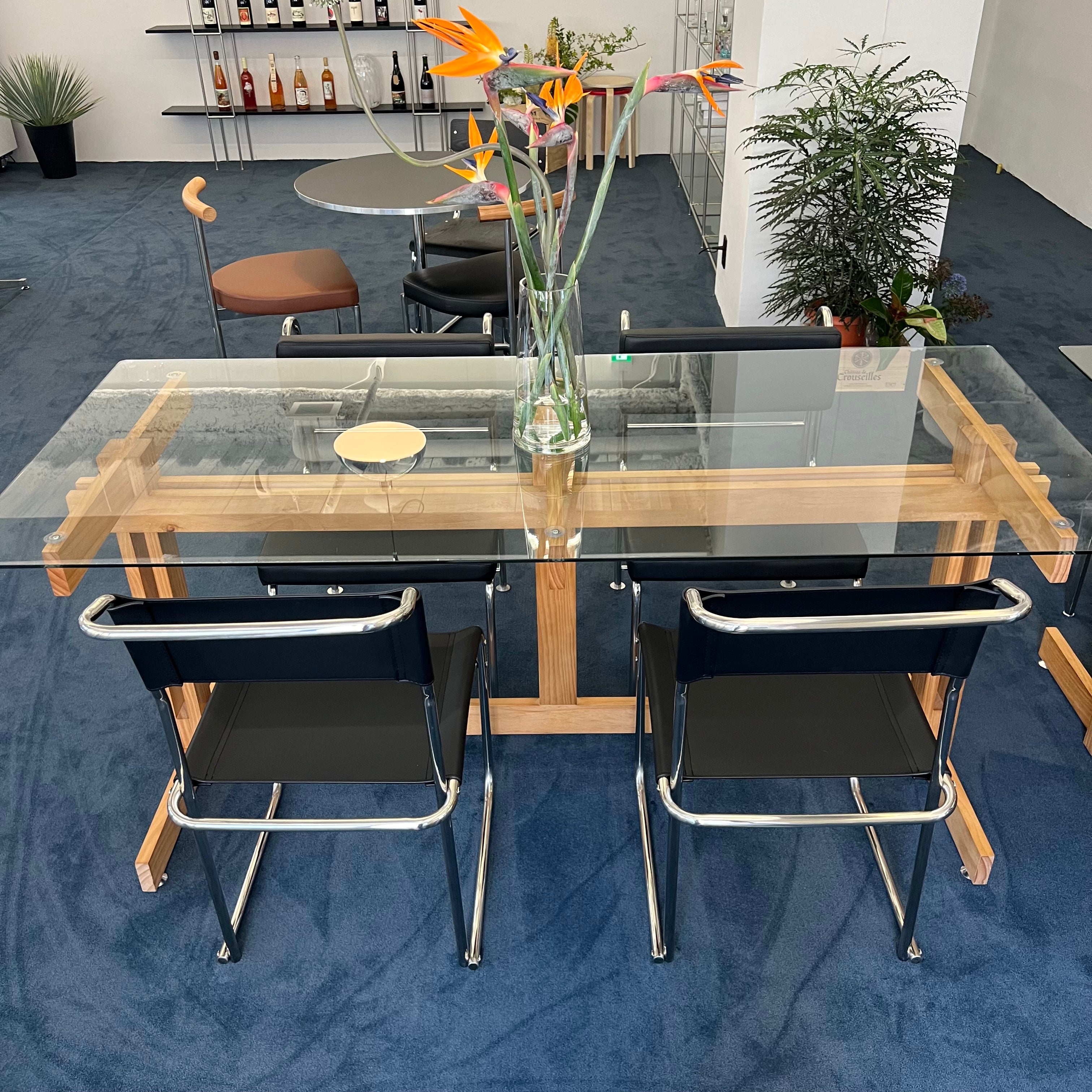 T34 Squarewood glass table