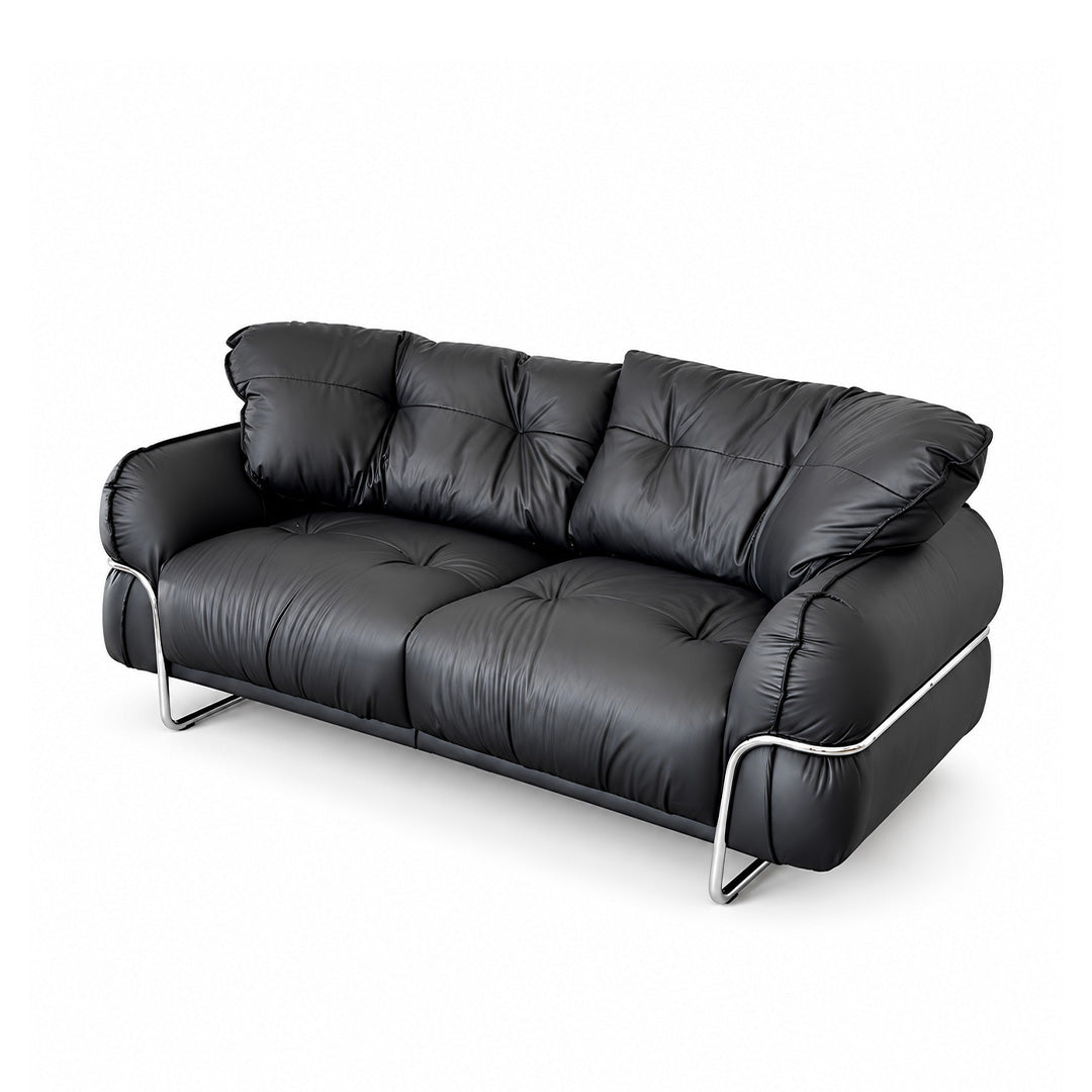 Waffle leather sofa