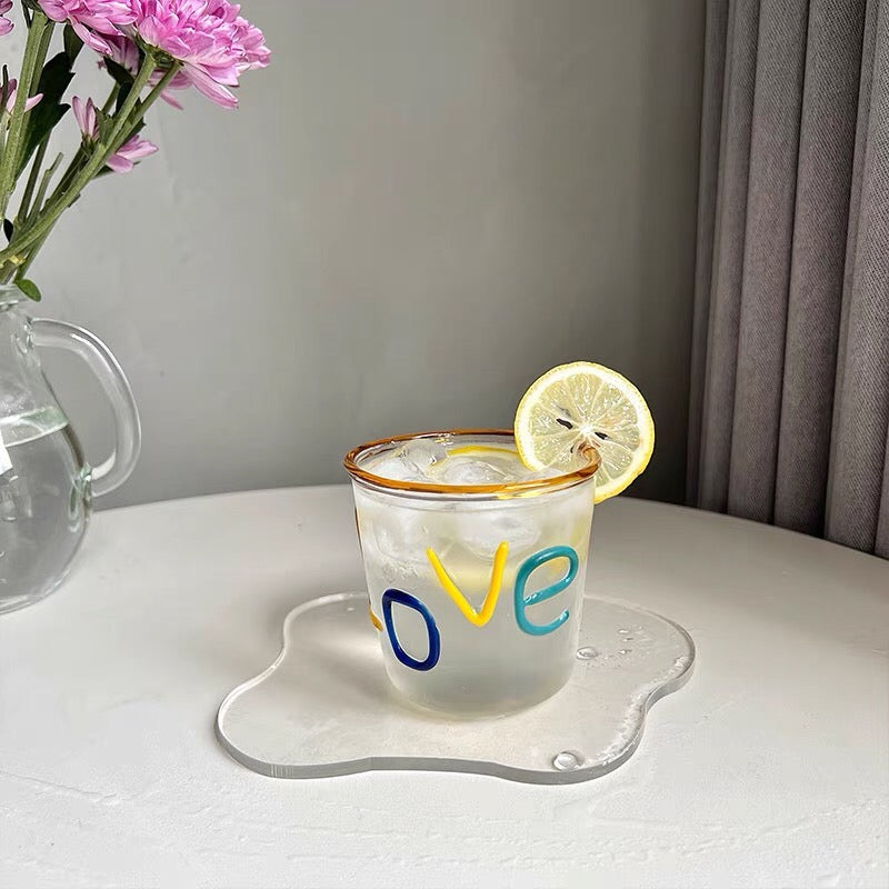 LOVE logo glass