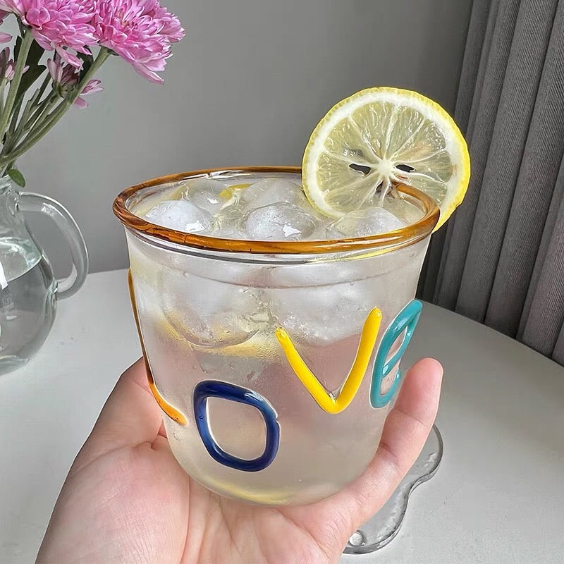 LOVE logo glass