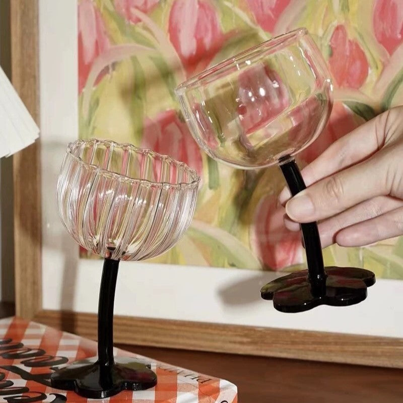 Black flower stand glass
