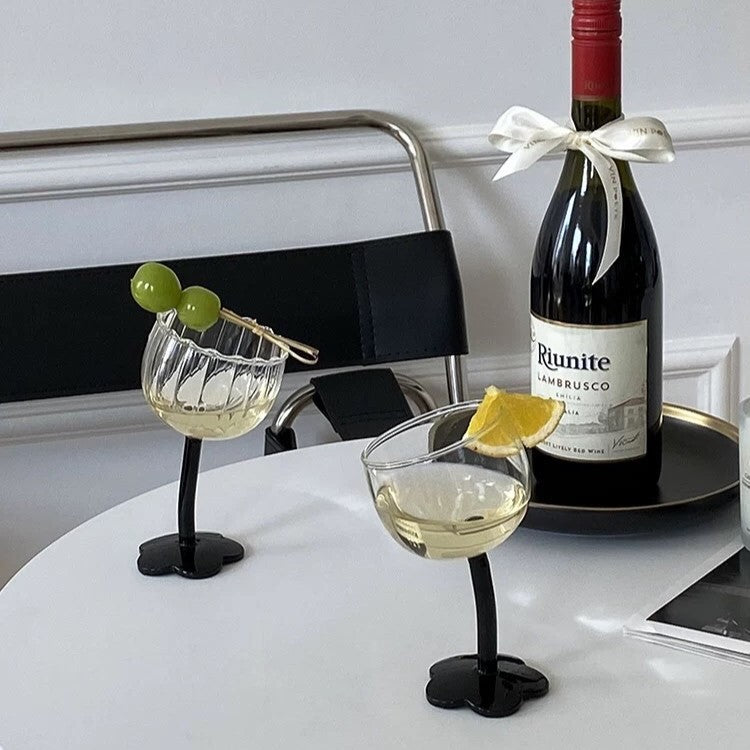 Black flower stand glass