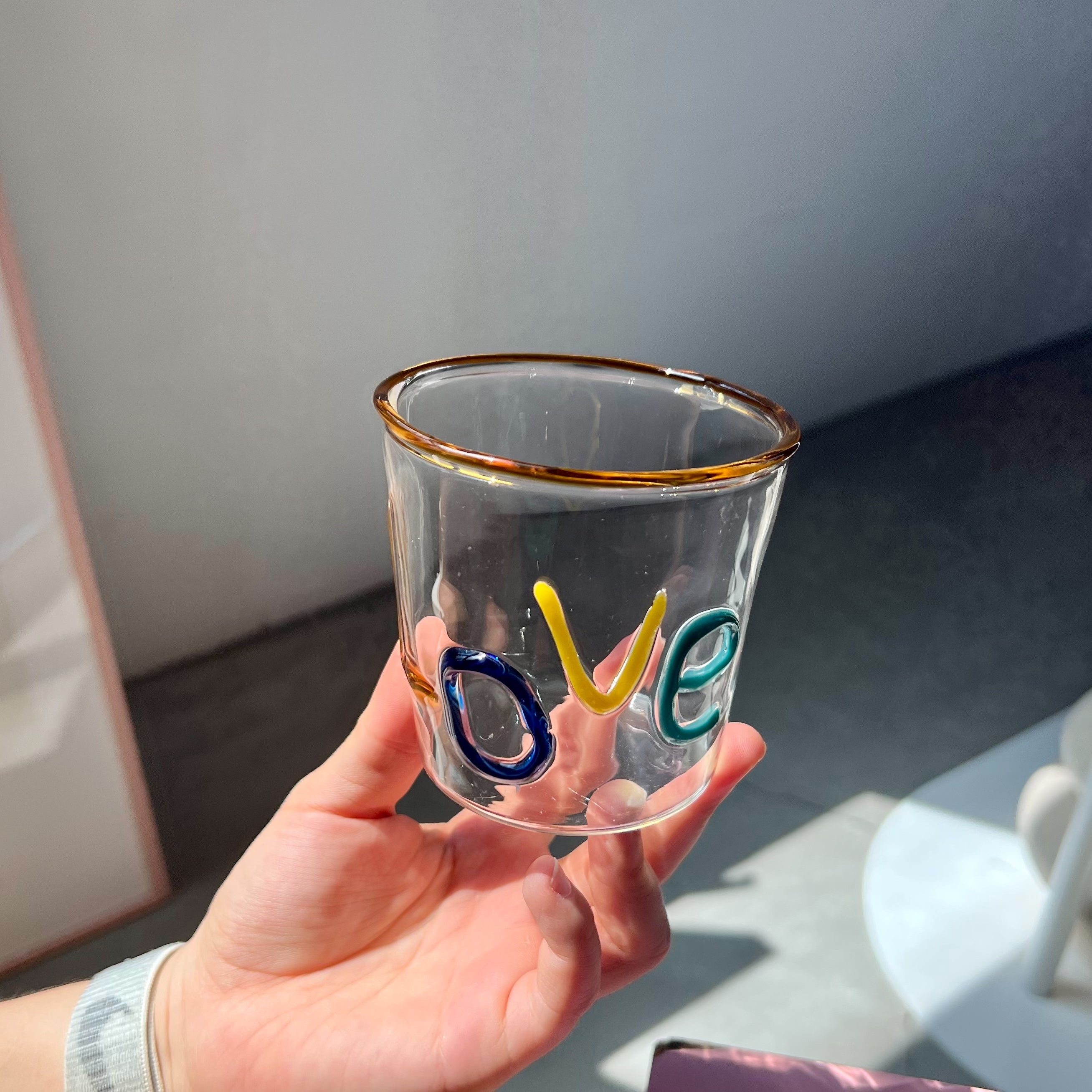 LOVE logo glass
