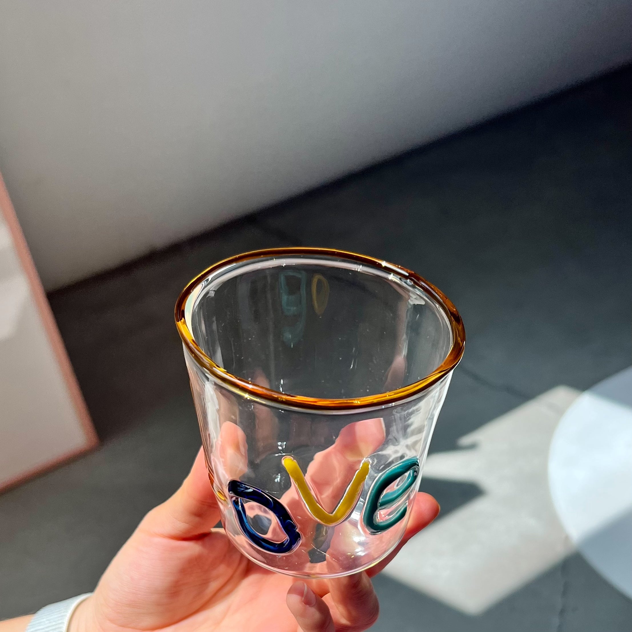 LOVE logo glass