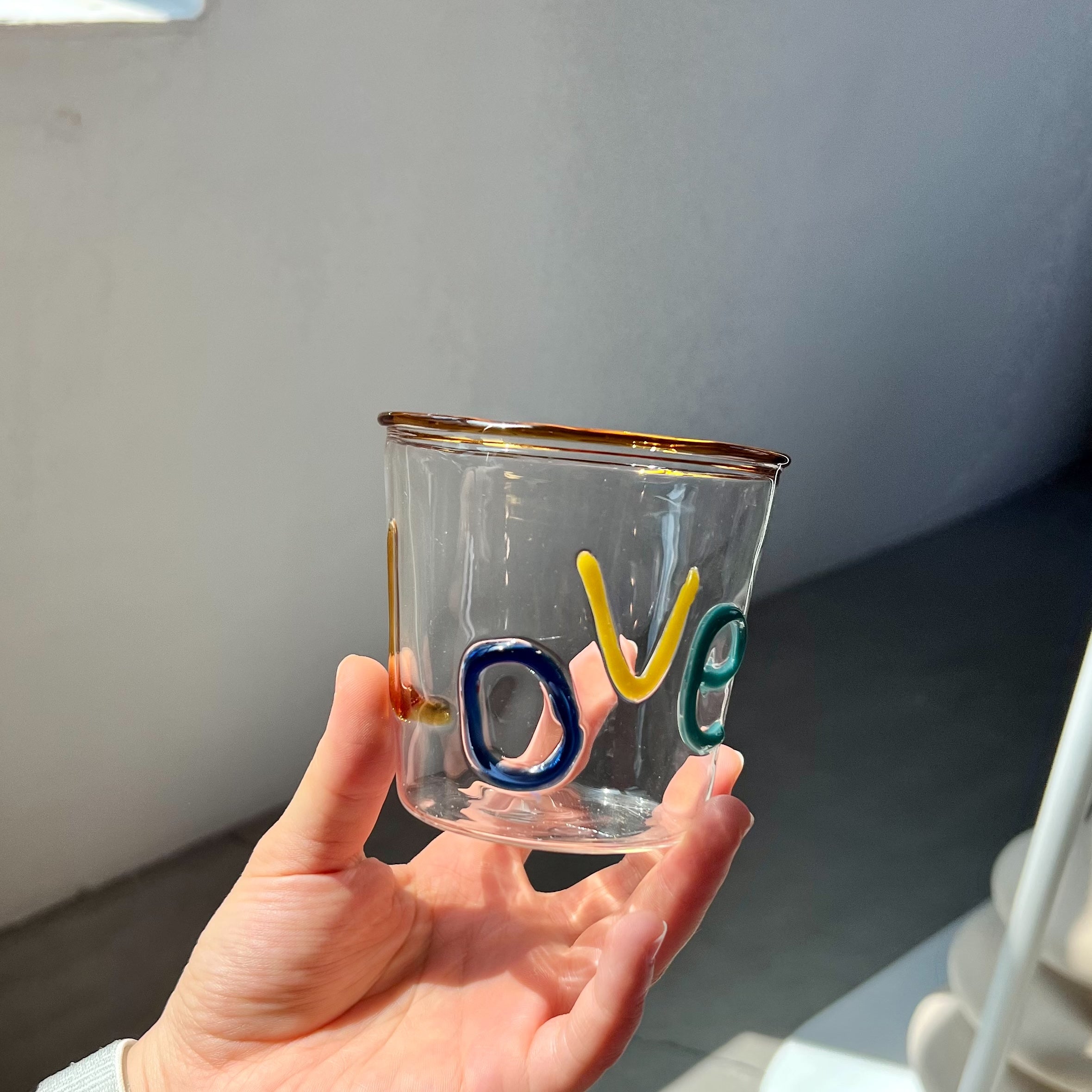 LOVE logo glass