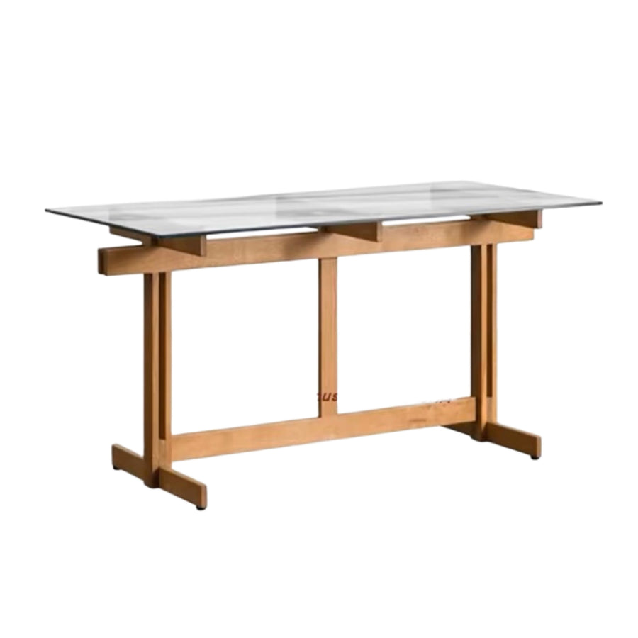 T34 Squarewood Glass Table