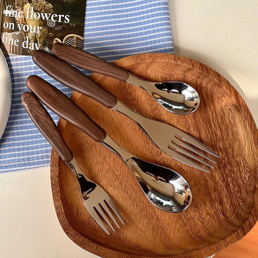 Brown wood cutlery