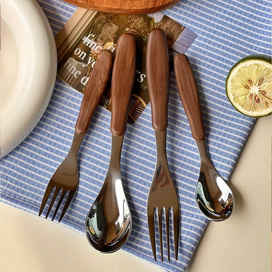 Brown wood cutlery