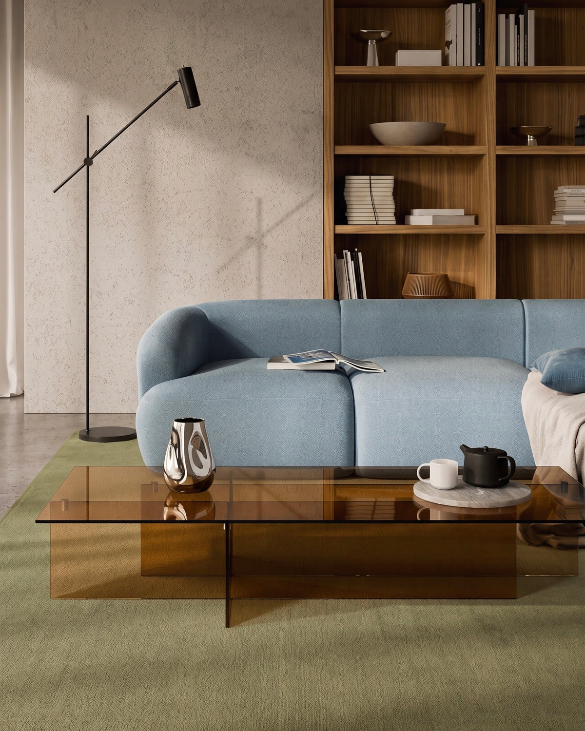 Plain Rug - Green Umber
