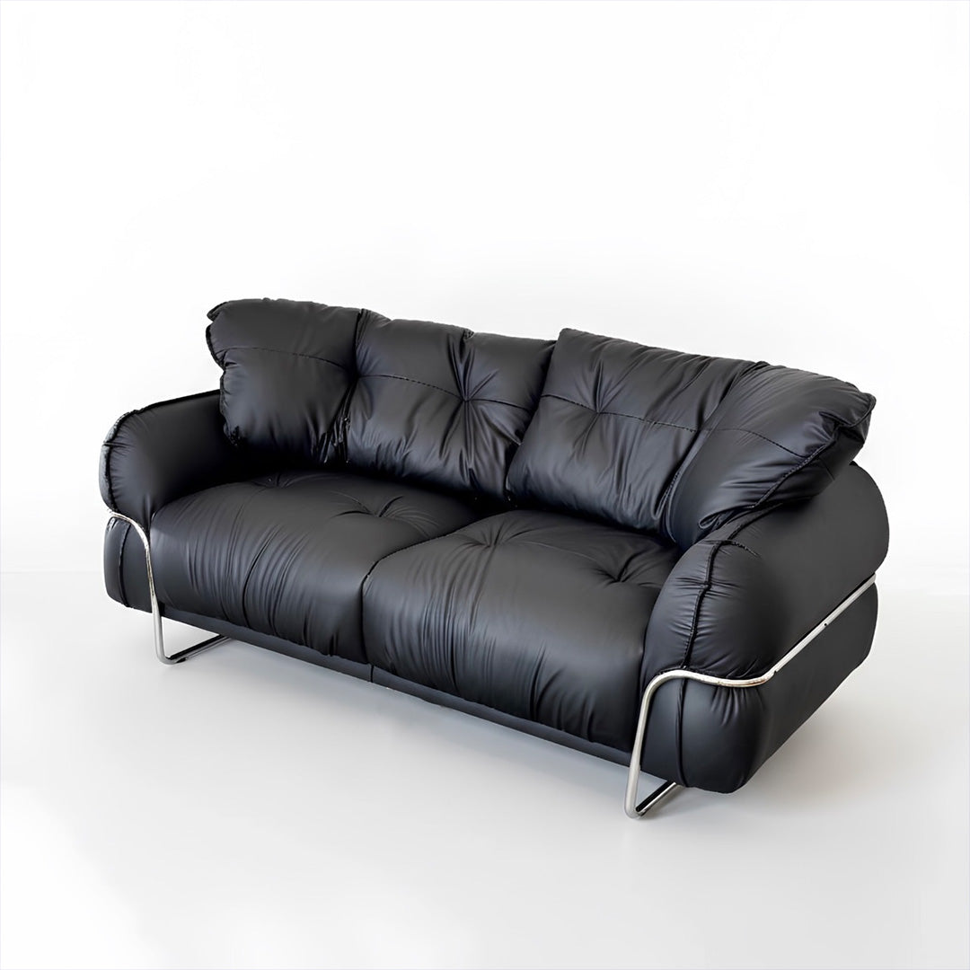 Waffle leather sofa